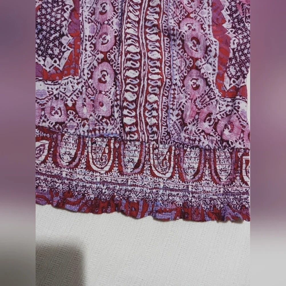 FREE PEOPLE Wild and Free Paisley Crop Top Pink Purple SP